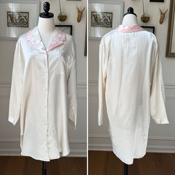 NWT NOS Vintage 80s Lord & Taylor Satin Nightshirt M - Picture 1 of 8